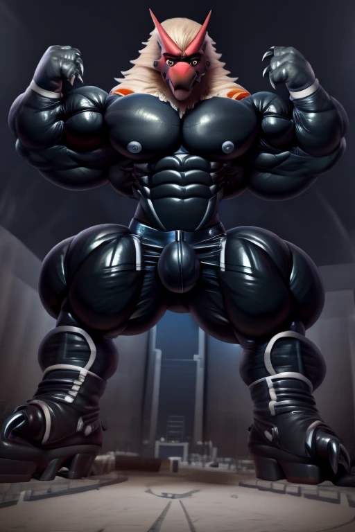 - BLAZIKEN is wearing a latex muscle suit.
- masterpiece. official art. 8k. best quality. detailed full body. full body.
- black latex muscle suit. latex Muscle Suit. The whole body is black.
- no face. wearing a full-face helmet. helmet is jet black.
- He...