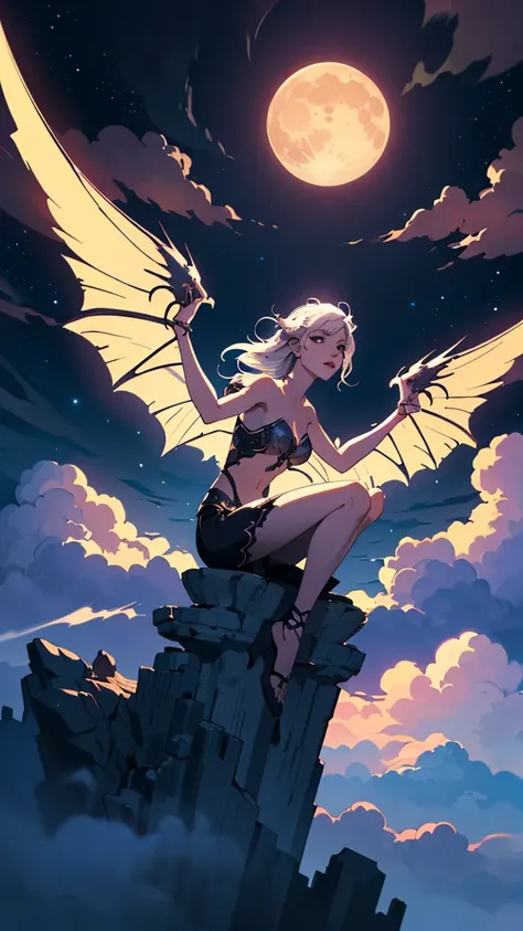 ((best quality)), ((masterpiece)), (detailed), alluring succubus, ethereal beauty, perched on a cloud, (fantasy illustration:1.3), enchanting gaze, captivating pose, delicate wings, otherworldly charm, mystical sky, (Luis Royo:1.2), (Yoshitaka Amano:1.1), ...