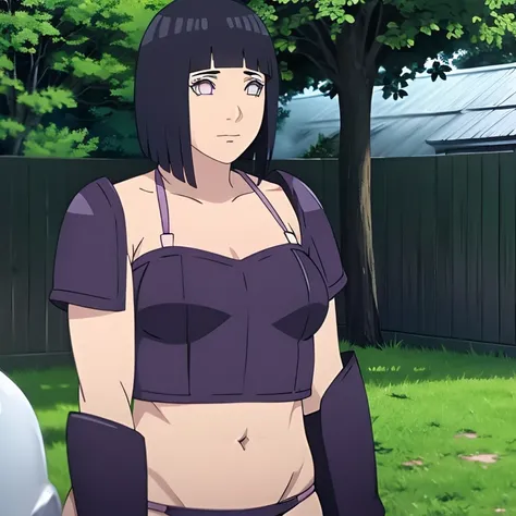 hinata hyuga from naruto,  bikini armor, field