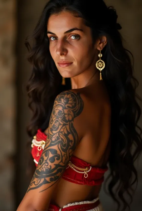 1girl, disney princess moana costume, maori tattoos, tanned skin, totally naked (((pornstar essay))), sexy, elegant confident pose, photography, 60mm lens, cinematic lighting, beautiful detailed eyes, beautiful detailed lips, extremely detailed face, long ...