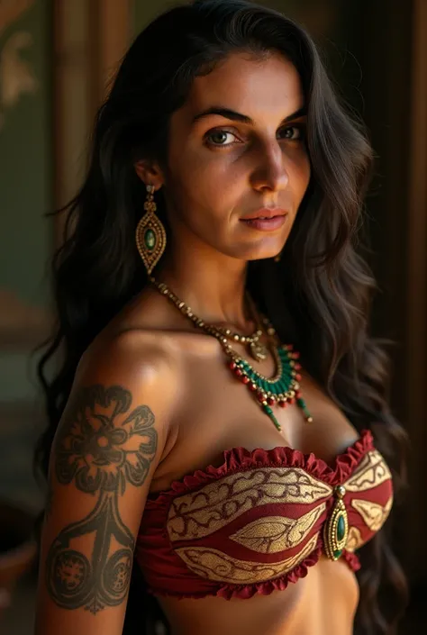 1girl, disney princess moana costume, maori tattoos, tanned skin, totally naked (((pornstar essay))), sexy, elegant confident pose, photography, 60mm lens, cinematic lighting, beautiful detailed eyes, beautiful detailed lips, extremely detailed face, long ...