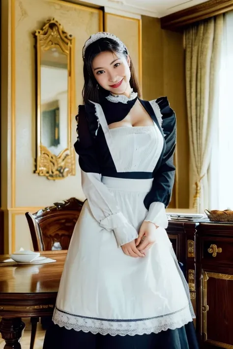 (( 1 Beautiful Maid ,Adult Maid ,20 years old,  Half Japanese and Half Spanish  , victorian maid,  black and white maid clothes,  High Resolution RAW Color Photos  , Maid Outfit with Big Apron , a large apron in a maid's uniform , Luxury Maid Outfit , Long...