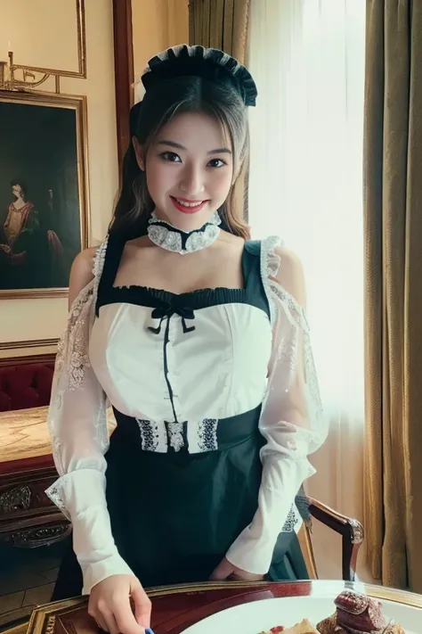 (( 1 Beautiful Maid ,Adult Maid ,20 years old,  Half Japanese and Half Spanish  , victorian maid,  black and white maid clothes,  High Resolution RAW Color Photos  , Maid Outfit with Big Apron , a large apron in a maid's uniform , Luxury Maid Outfit , Long...