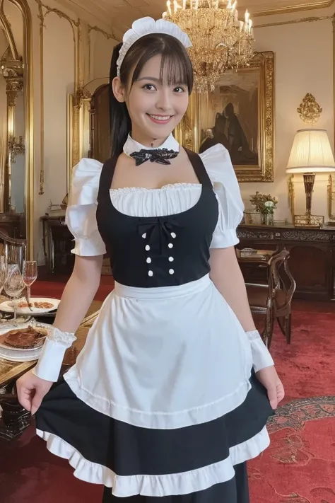 (( 1 Beautiful Maid ,Adult Maid ,20 years old,  Half Japanese and Half Spanish  , victorian maid,  black and white maid clothes,  High Resolution RAW Color Photos  , Maid Outfit with Big Apron , a large apron in a maid's uniform , Luxury Maid Outfit , Long...