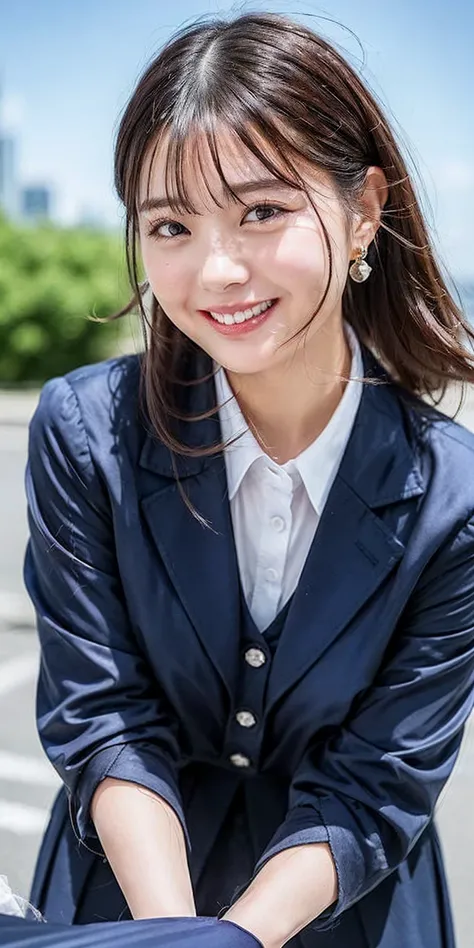 (8k,  best quality , RAW quality, Masterpiece:1.2), ( realistic,  Photorealistic:1.37),  more details, Very plump girl, ( face:1.85), ( button gap ),  full of lesbians , Outside the house, (Tuned Hair:1.5) OL,  black office blazer ,  office skirt, ( pantyh...