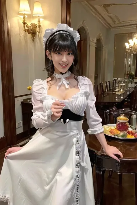 (( 1 Beautiful Maid ,Adult Maid ,20 years old,  Half Japanese and Half Spanish  , victorian maid,  black and white maid clothes,  High Resolution RAW Color Photos  , Maid Outfit with Big Apron , a large apron in a maid's uniform , Luxury Maid Outfit , Long...