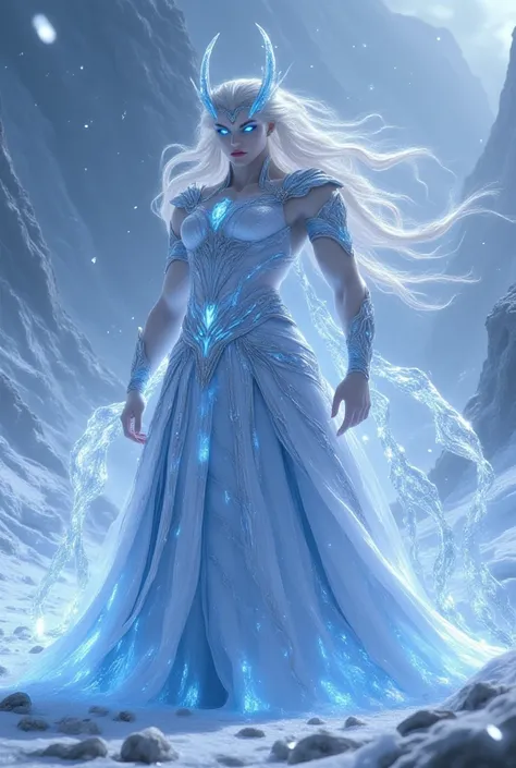 elsa frozen goddess of ice wearing highly detailed divine costumes, realistic, high definition