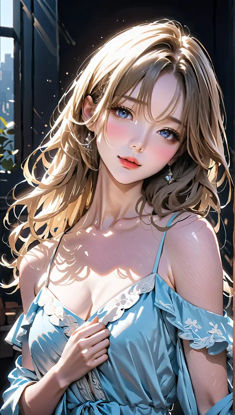 cute、Beautiful work、Light production,((Highest quality、masterpiece、Highest quality、High resolution、8k、detailed、ultra-detailed:1.3)),( best quality ,  high resolution),   adult woman, Soft light,light makeup