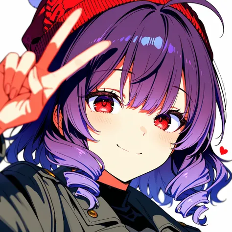 masterpiece, best quality, amazing quality, very aesthetic, absurdres, newest, scenery,highly detailed,high-resolution,close-up portrait,female,woman,purple hair,Medium hair,(wave hair,ahoge:1.2),red eyes,huge breasts,coat,knitCAP,
droopy eyes,fair skin,si...