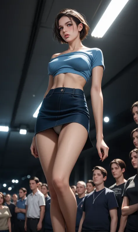         score_9,         score_8_above,         score_7_above,         score_6_above, Photo, realism, Photorealistic, dark Photo, resident evil, jill valentine         in a crowd of zombies        ,         dark hair        , Bandeau blue top        , neck...