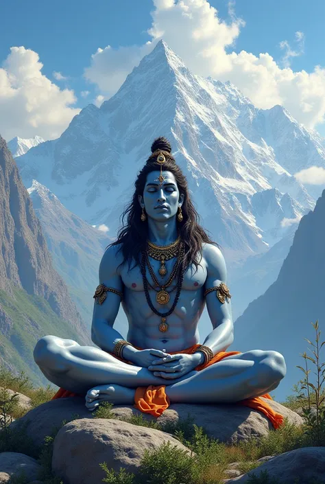 God Shiva in meditation in Himalayas 