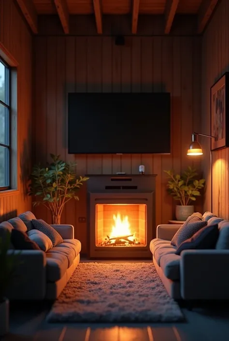 Small space with TV and fireplace