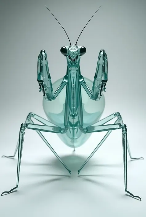 Symmetrical geometric mantis glass decoration 