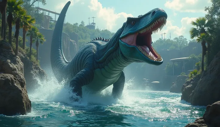 HDR Image An out-of-control mosasaur breaches at Sea World, flooding the theme park with seawater and predators.