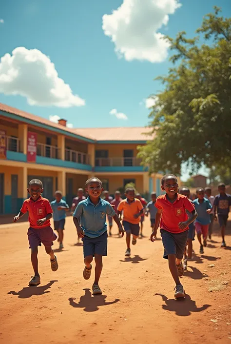 "A thriving, vibrant school with ren of all ages running and playing in the yard. The school building is well-kept, with bright colors and banners hanging on the walls. Graduates of the school—now doctors, teachers, and engineers—return to the village, giv...