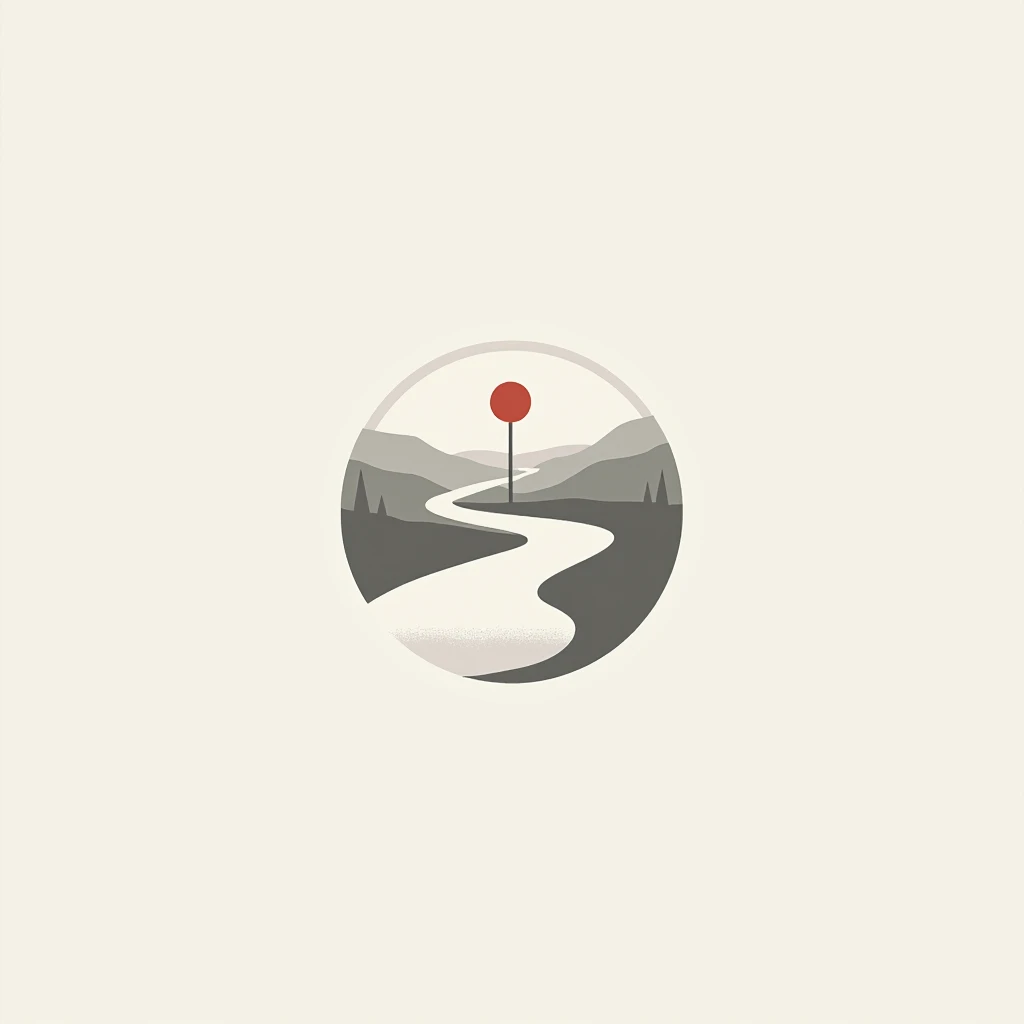 Minimalist logo compass ,  road leading to the destination