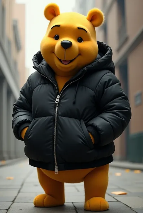 Winnie the Pooh drip with black jacket