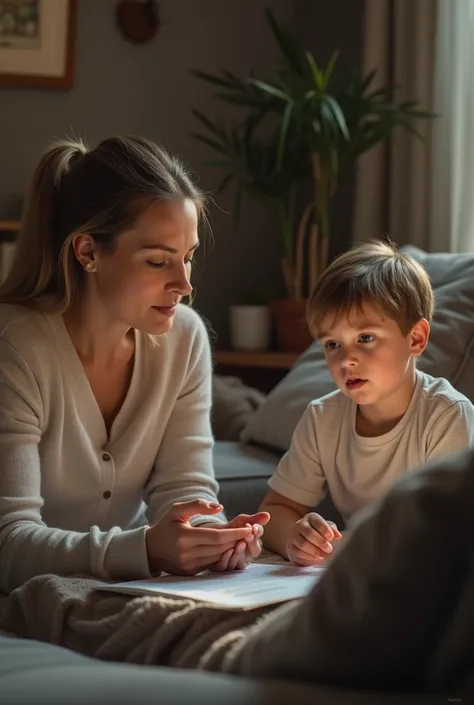 Woman giving CBT to her son