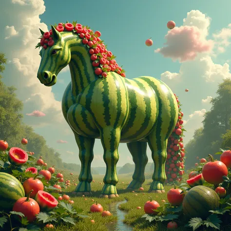 big watermelon horse a lot of watermelons