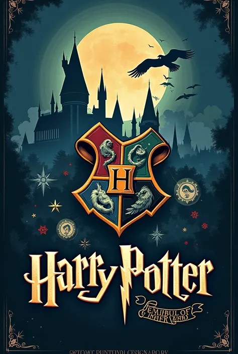 Harry Potter theme poster copyright free
Don't add faces. Use symbols used in movie and don't use phrases that were not in movies