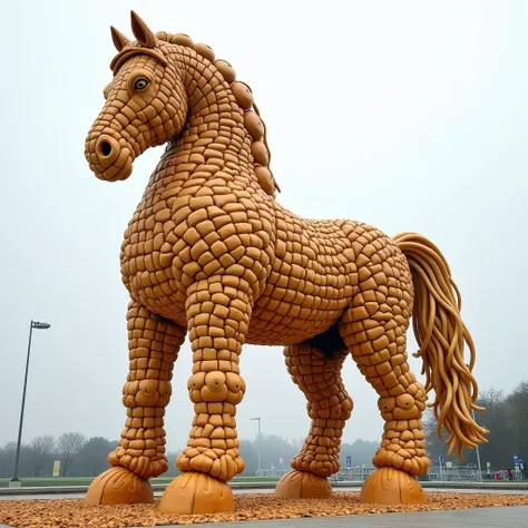 a big horse made of dumplings very dumplings a lot of dumplings