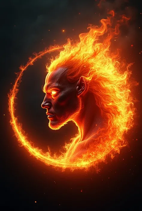  fire drawn as a profile picture in a circular style 1:1 scale and be masculine