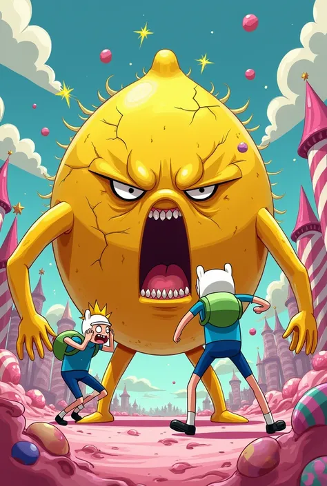 lemongrab from adventure time fighting finn the human