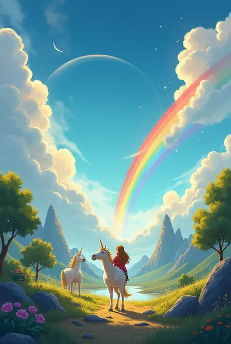 


 ---

E-book structure

Cover :

Title: A Fábrica de Arco-Íris dos Unicórnios

 Illustration :  A magical valley full of unicorns and a giant rainbow coming out of an enchanted factory .


 Page 1 :

Introduction:

 Short text introducing Clara and her ...