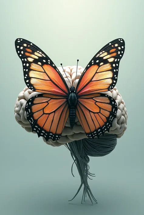 Butterfly and brain united in half