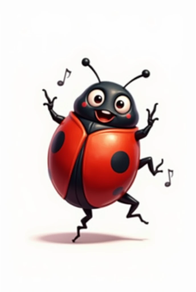  Create a picture, A ladybug that laughs and dances,  white background , comic style 