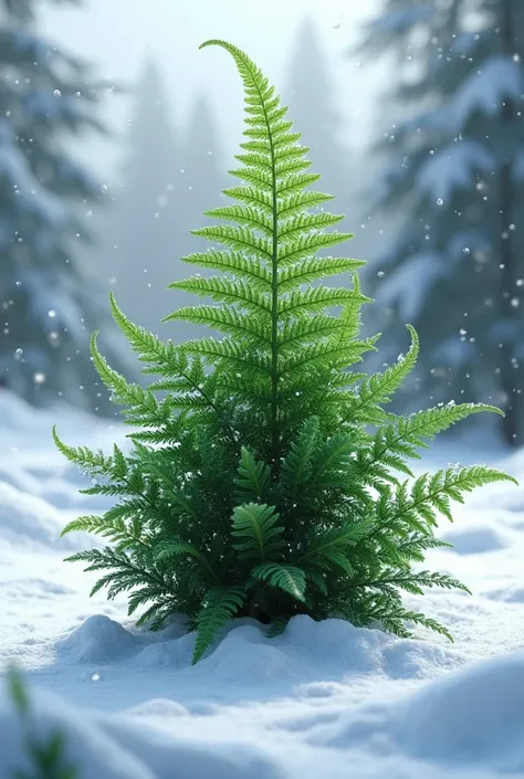 A big fern in the snow