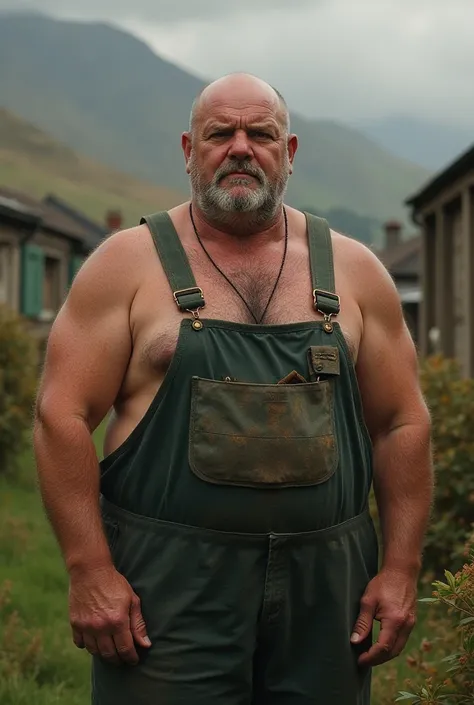 Bald Irish man from galbally northern Ireland make him 40 years old and sticky build with muscular arms make him fatter 