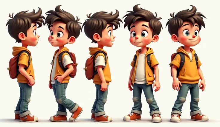 Full-length boy,  comic style character ,  various poses and emotions, 