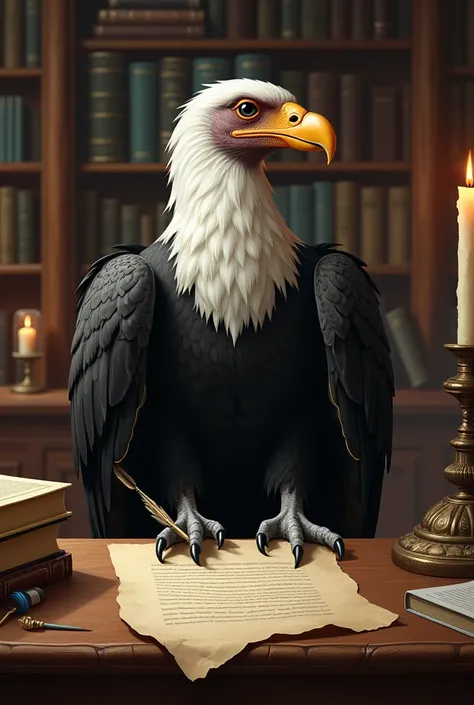 Portrait of an Andean condor doing homework 