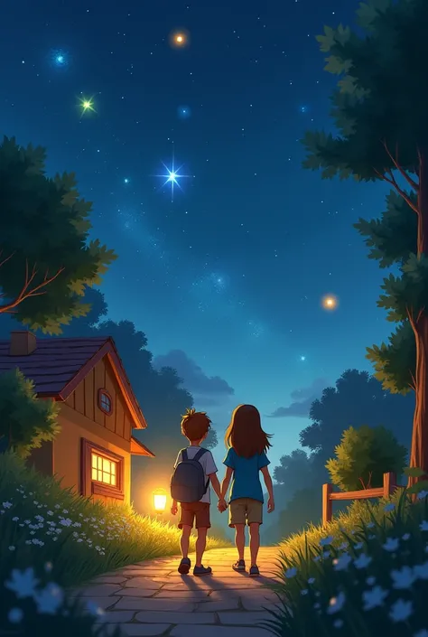 15 visuels à partir de cette histoire : Histoire : Elena ramasse les étoiles dans son sac lumineux.
Noah rencontre Elena et lui demande ce qu’elle a dans son sac.
Elena montre à Noah les étoiles dans son sac.
Elena et Noah arrivent dans le jardin magique a...