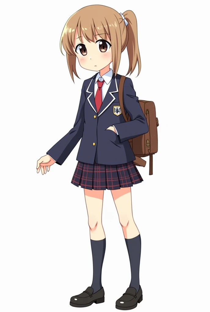 make this danganronpa style Yumi Aizawa - Ultimate Lucky Student (Protagonist)

Appearance:
Yumi has a youthful and approachable look, with shoulder-length light brown hair tied into a simple ponytail by a plain white ribbon. Her bangs frame her soft, roun...