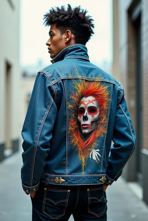 Jeans jacket design with a drawing