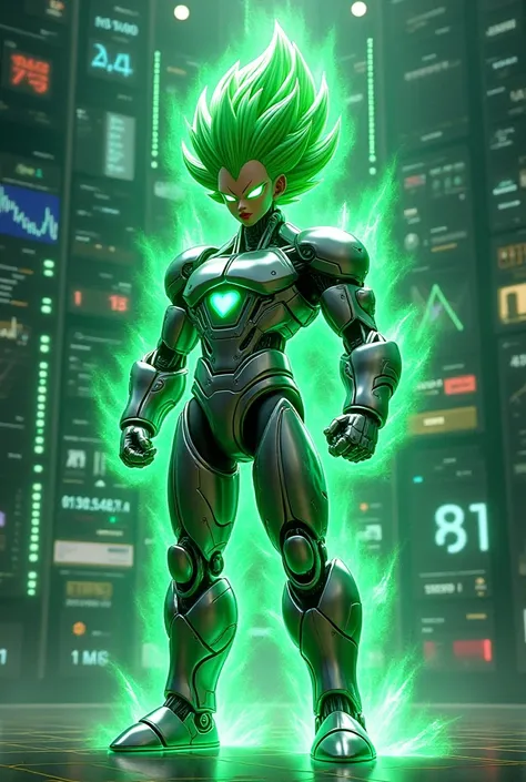 Create a green-haired super sayadin robot with the trading matrix fund