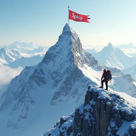 SPICA name small flag on peak mountain and climbing