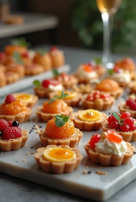 An image showing a table full of hyper realistic canapes