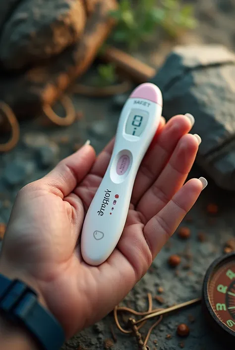 A pregnancy test that says positive for travel 
