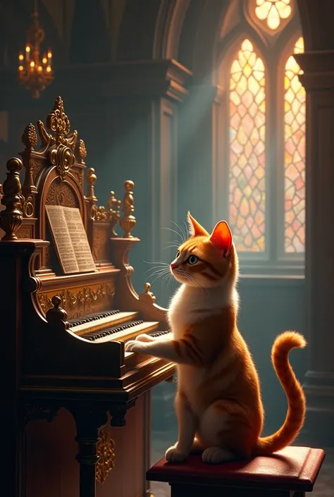 Image d'un chat qui joue de l'orgue 