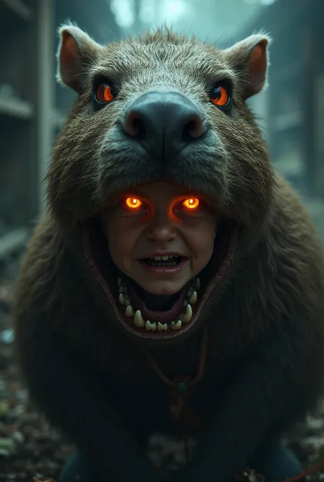 A  boy possessed by a evil capybara demon