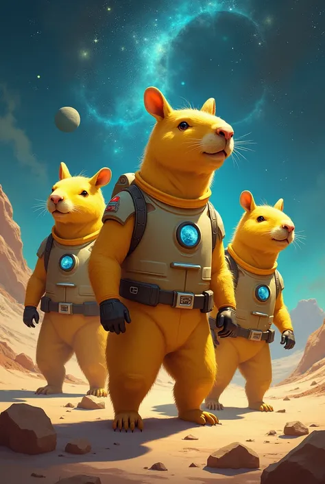 Intergalactic yellow capybara team