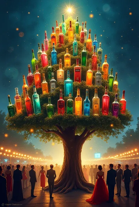 a party tree with bottles of alcohol for painting 1