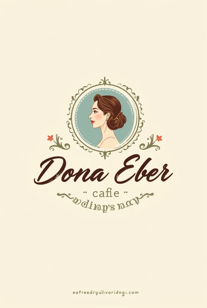 Create a logo for a vintage-style coffee shop called “Dona Eber” in a pastel color palette