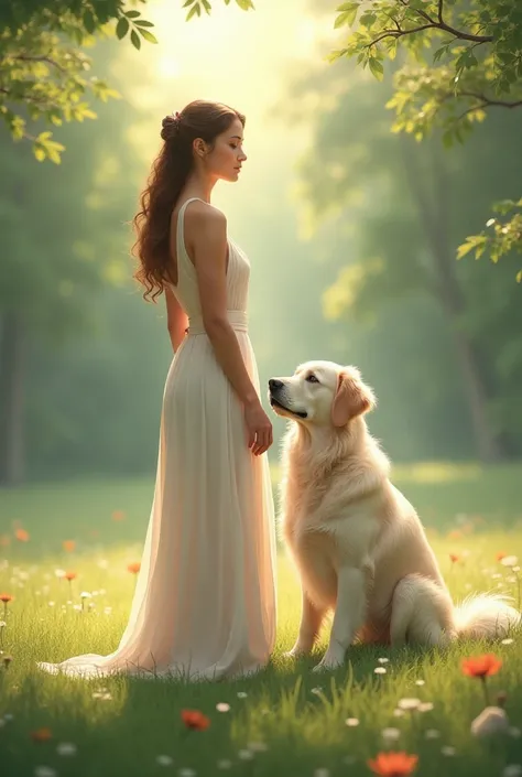 Beautiful  with dog 