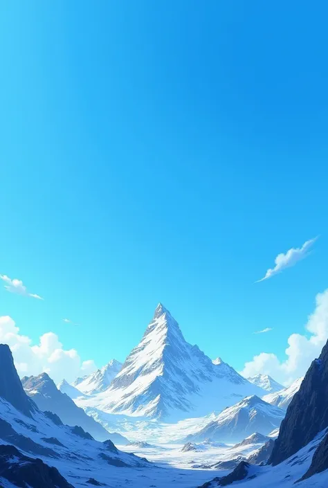 Blue sky and large mountain in the back