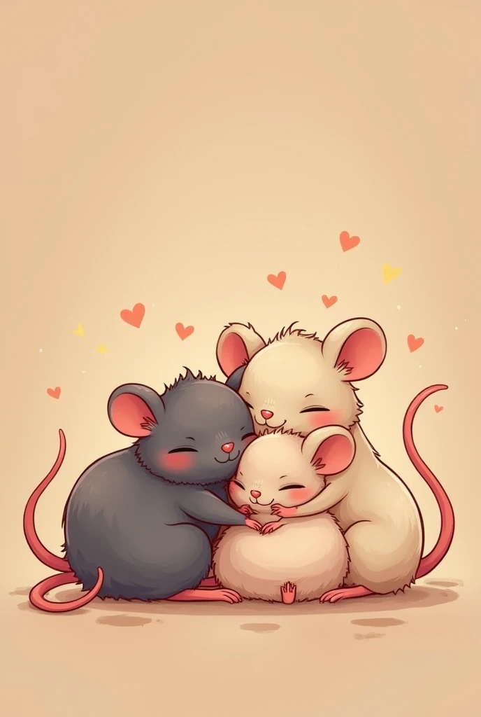 Make Three Rats Friends Cuddly Cartoon 