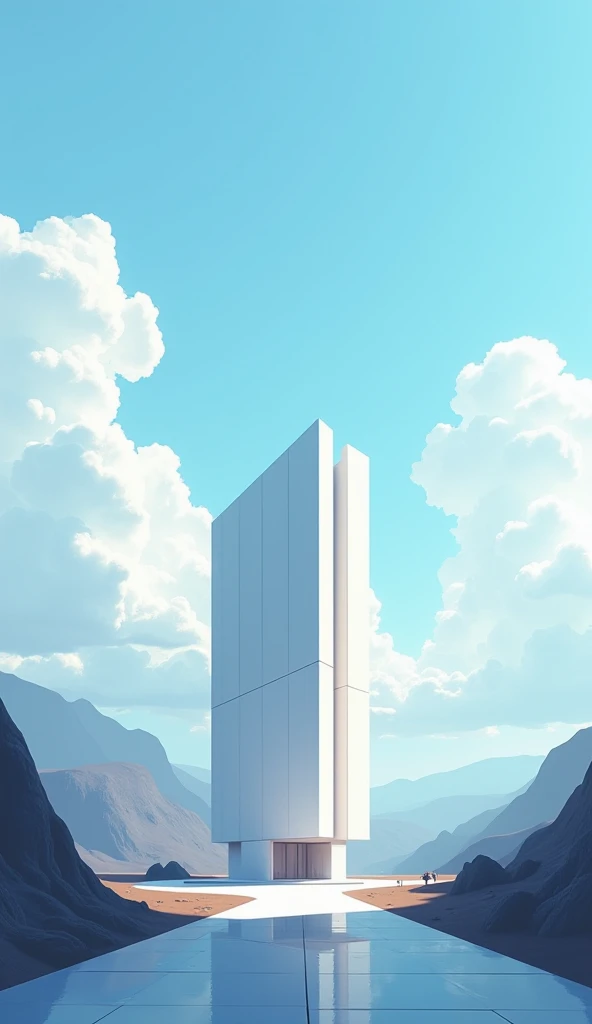 Minimalist style, stunning details, building, epic landscape, clear sky, 3d anime style, realistic adequate lighting 